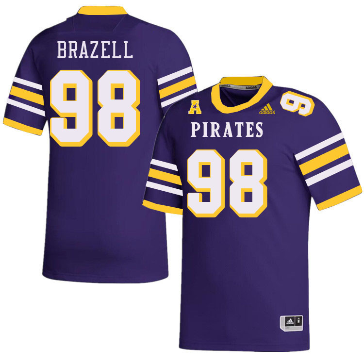 Men #98 Torin Brazell ECU Pirates College Football Jerseys Stitched-Throwback